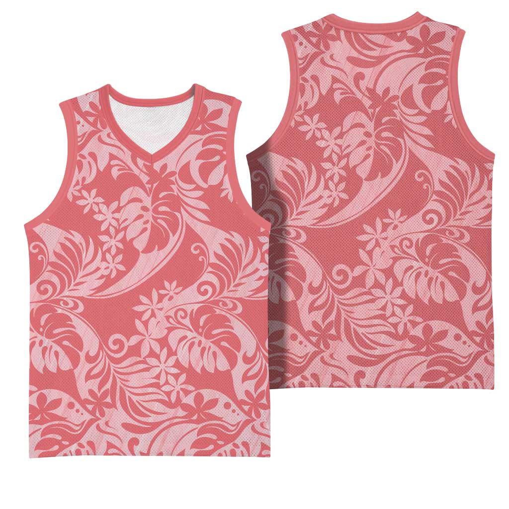 Tahiti Tarona Tiare Floral Basketball Jersey Monstera Palm Tropical Leaves LT01 - Polynesian Pride