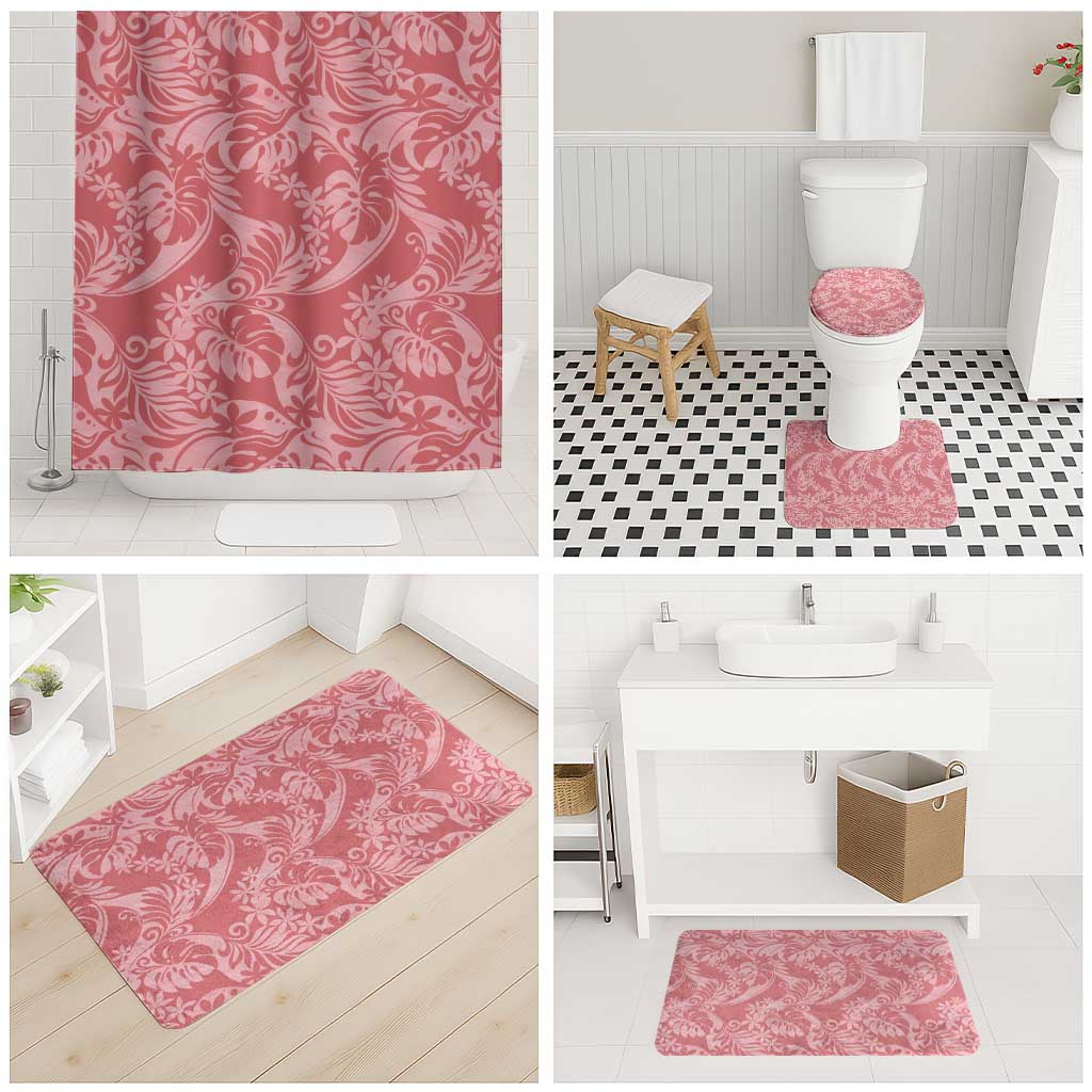 Tahiti Tarona Tiare Floral Bathroom Set Monstera Palm Tropical Leaves - Polynesian Pride