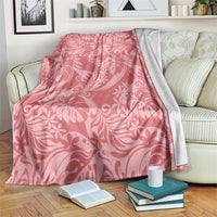 Tahiti Tarona Tiare Floral Blanket Monstera Palm Tropical Leaves LT01 Pink - Polynesian Pride