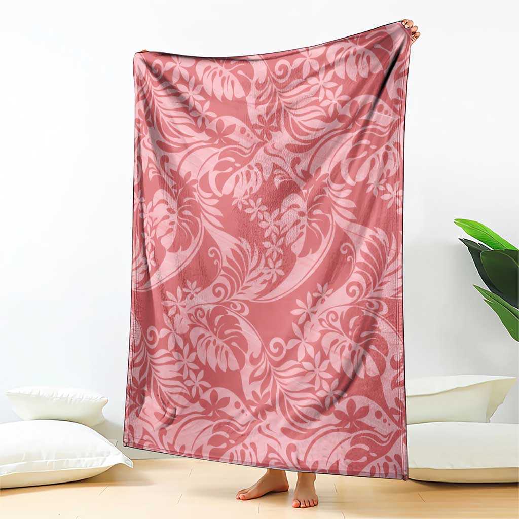Tahiti Tarona Tiare Floral Blanket Monstera Palm Tropical Leaves LT01 - Polynesian Pride