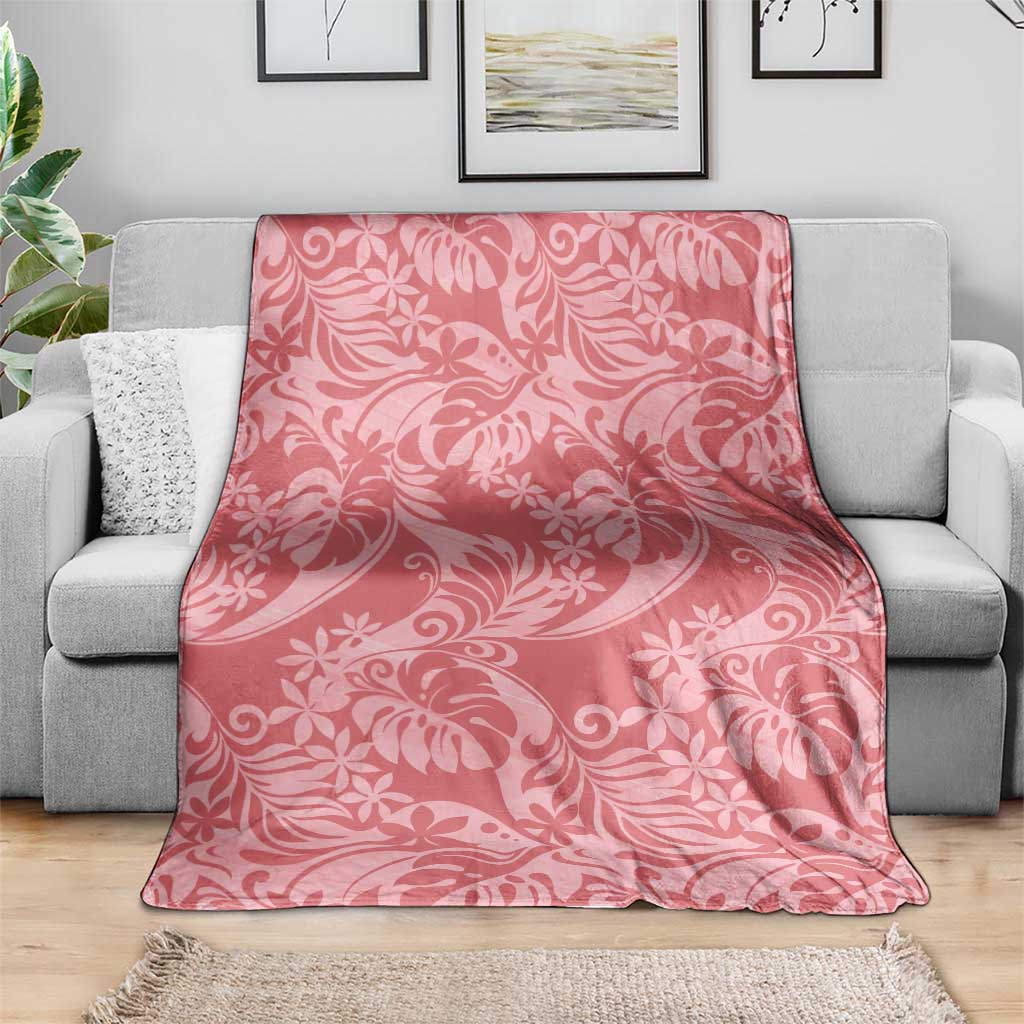 Tahiti Tarona Tiare Floral Blanket Monstera Palm Tropical Leaves LT01 - Polynesian Pride