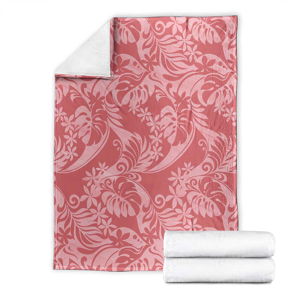 Tahiti Tarona Tiare Floral Blanket Monstera Palm Tropical Leaves LT01 - Polynesian Pride