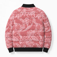 Tahiti Tarona Tiare Floral Bomber Puffer Jacket Monstera Palm Tropical Leaves LT01 - Polynesian Pride