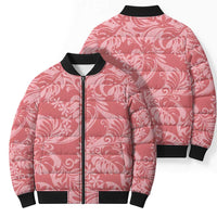Tahiti Tarona Tiare Floral Bomber Puffer Jacket Monstera Palm Tropical Leaves LT01 - Polynesian Pride