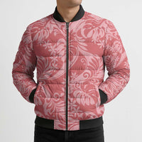 Tahiti Tarona Tiare Floral Bomber Puffer Jacket Monstera Palm Tropical Leaves LT01 - Polynesian Pride