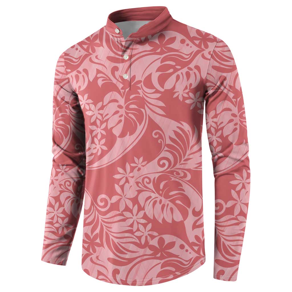 Tahiti Tarona Tiare Floral Button Sweatshirt Monstera Palm Tropical Leaves - Polynesian Pride