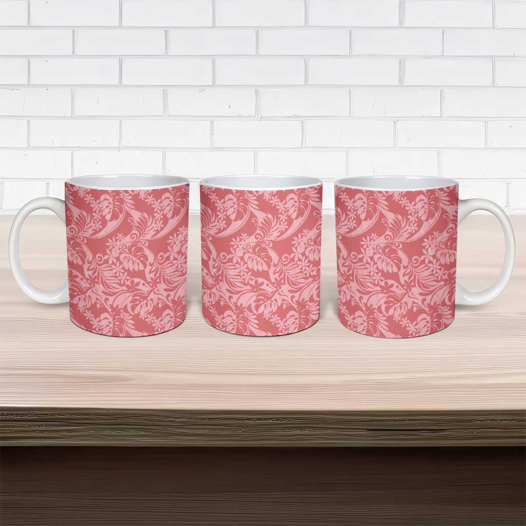 Tahiti Tarona Tiare Floral Ceramic Mug Monstera Palm Tropical Leaves - Polynesian Pride
