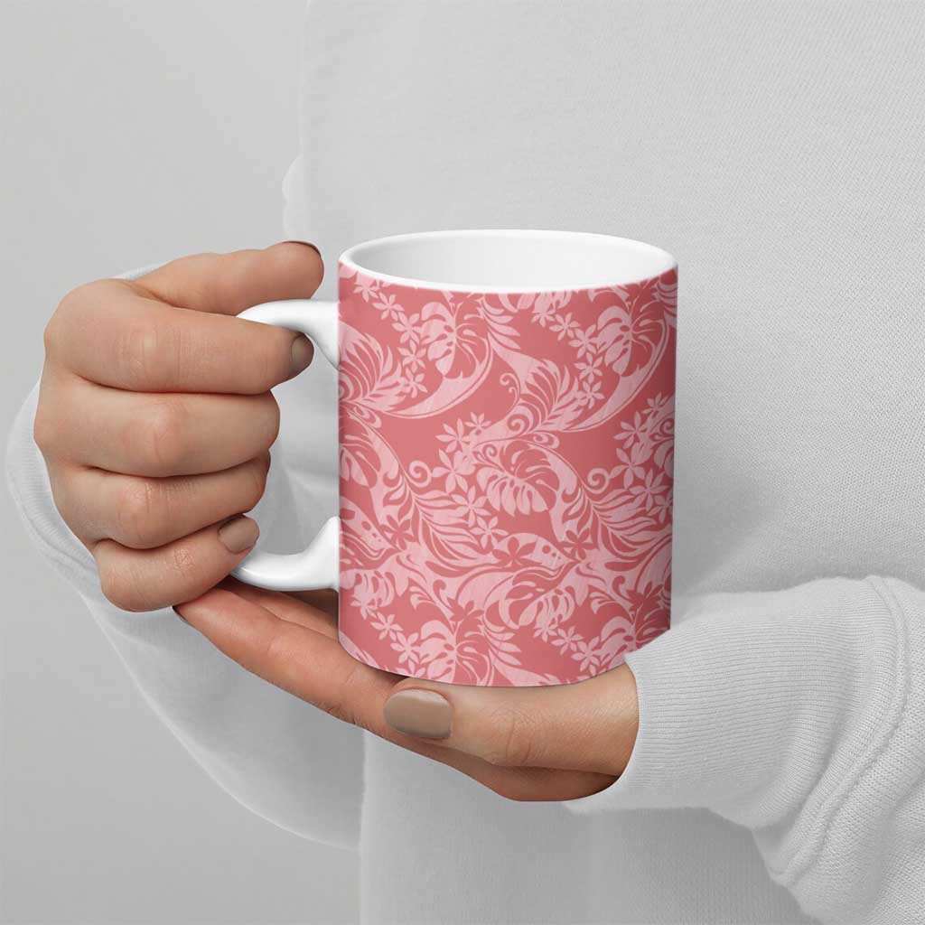 Tahiti Tarona Tiare Floral Ceramic Mug Monstera Palm Tropical Leaves - Polynesian Pride