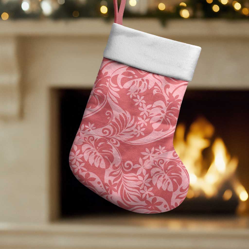 Tahiti Tarona Tiare Floral Christmas Stocking Monstera Palm Tropical Leaves - Polynesian Pride