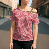 Tahiti Tarona Tiare Floral Cross Shoulder Shirt Monstera Palm Tropical Leaves LT01 - Polynesian Pride