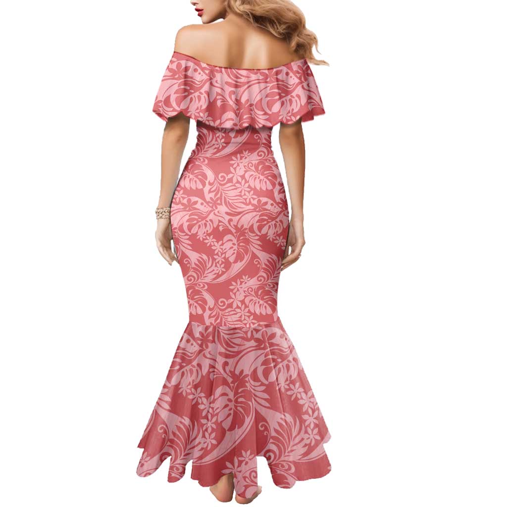 Tahiti Tarona Tiare Floral Family Matching Mermaid Dress and Hawaiian Shirt Monstera Palm Tropical Leaves LT01 - Polynesian Pride