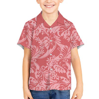 Tahiti Tarona Tiare Floral Family Matching Mermaid Dress and Hawaiian Shirt Monstera Palm Tropical Leaves LT01 Son's Shirt Pink - Polynesian Pride