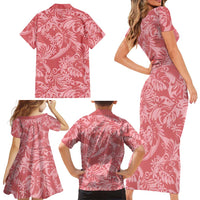 Tahiti Tarona Tiare Floral Family Matching Short Sleeve Bodycon Dress and Hawaiian Shirt Monstera Palm Tropical Leaves LT01 - Polynesian Pride