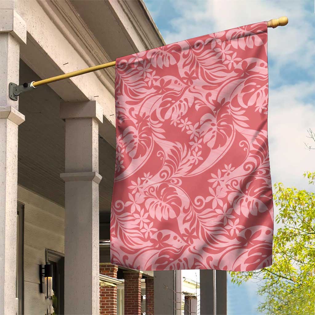 Tahiti Tarona Tiare Floral Garden Flag Monstera Palm Tropical Leaves - Polynesian Pride