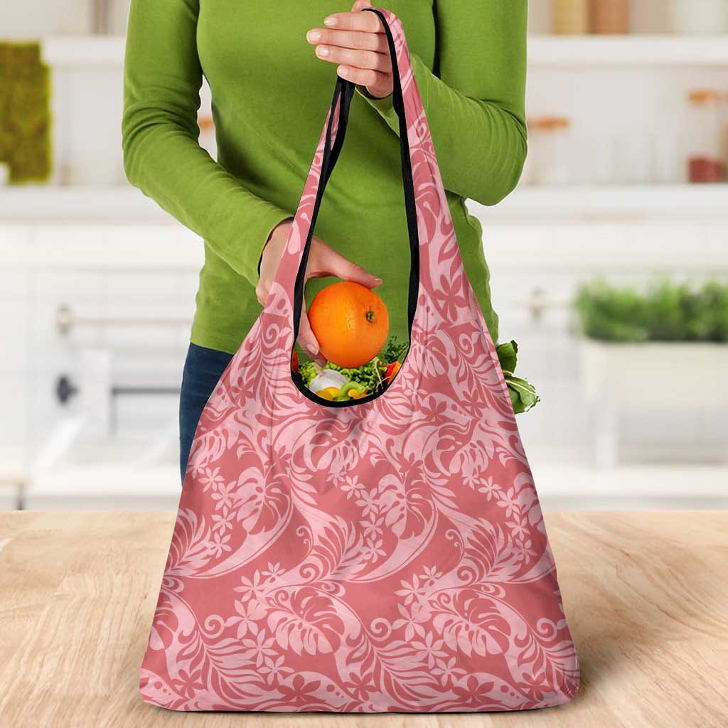 Tahiti Tarona Tiare Floral Grocery Bag Monstera Palm Tropical Leaves - Polynesian Pride