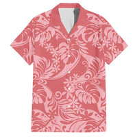 Tahiti Tarona Tiare Floral Hawaiian Shirt Monstera Palm Tropical Leaves LT01 Pink - Polynesian Pride