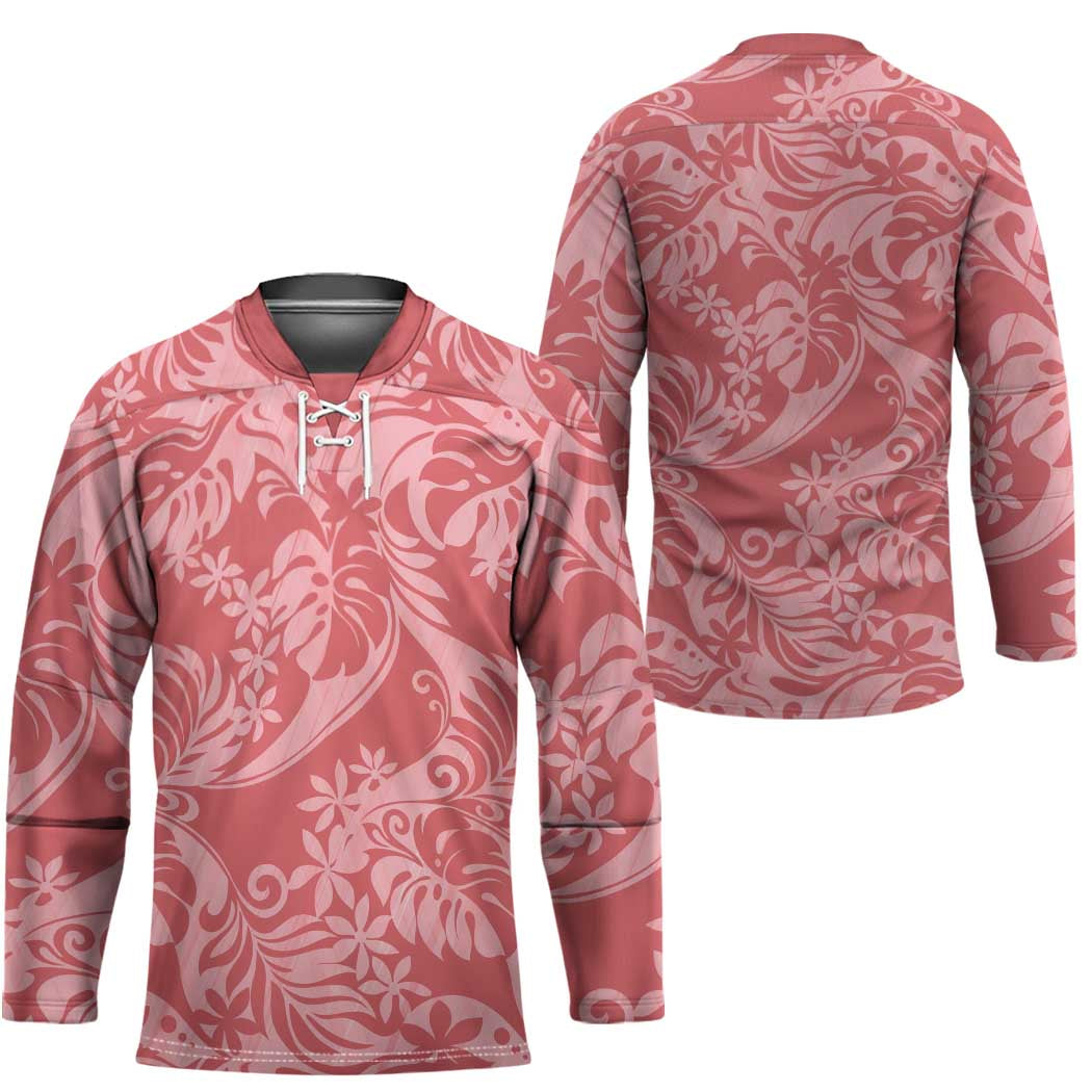 Tahiti Tarona Tiare Floral Hockey Jersey Monstera Palm Tropical Leaves LT01 - Polynesian Pride