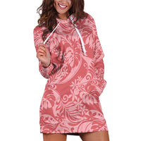 Tahiti Tarona Tiare Floral Hoodie Dress Monstera Palm Tropical Leaves LT01 Pink - Polynesian Pride