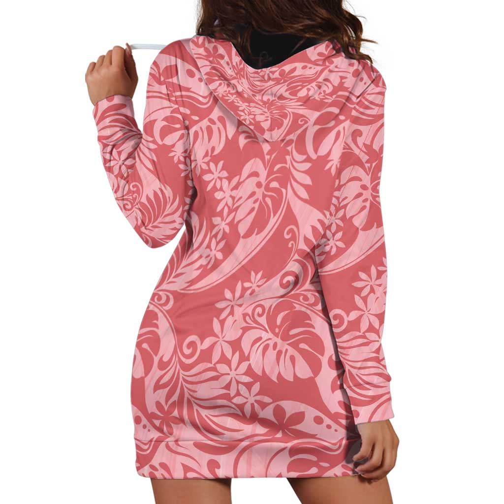 Tahiti Tarona Tiare Floral Hoodie Dress Monstera Palm Tropical Leaves LT01 - Polynesian Pride