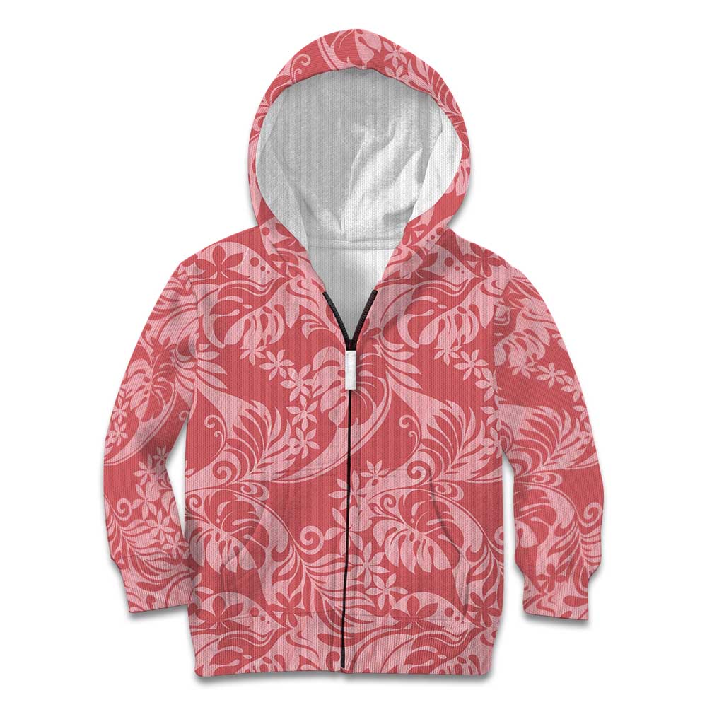 Tahiti Tarona Tiare Floral Kid Hoodie Monstera Palm Tropical Leaves - Polynesian Pride