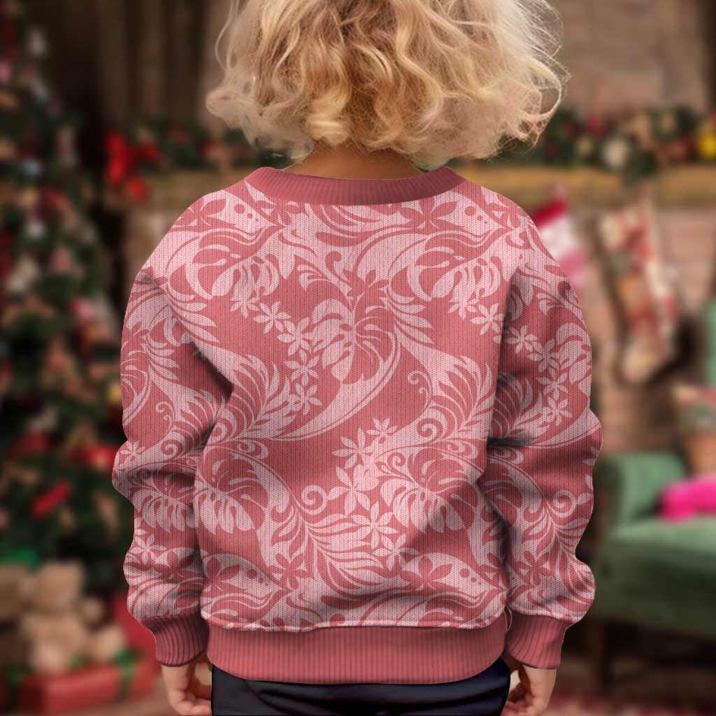 Tahiti Tarona Tiare Floral Kid Ugly Christmas Sweater Monstera Palm Tropical Leaves LT01 - Polynesian Pride