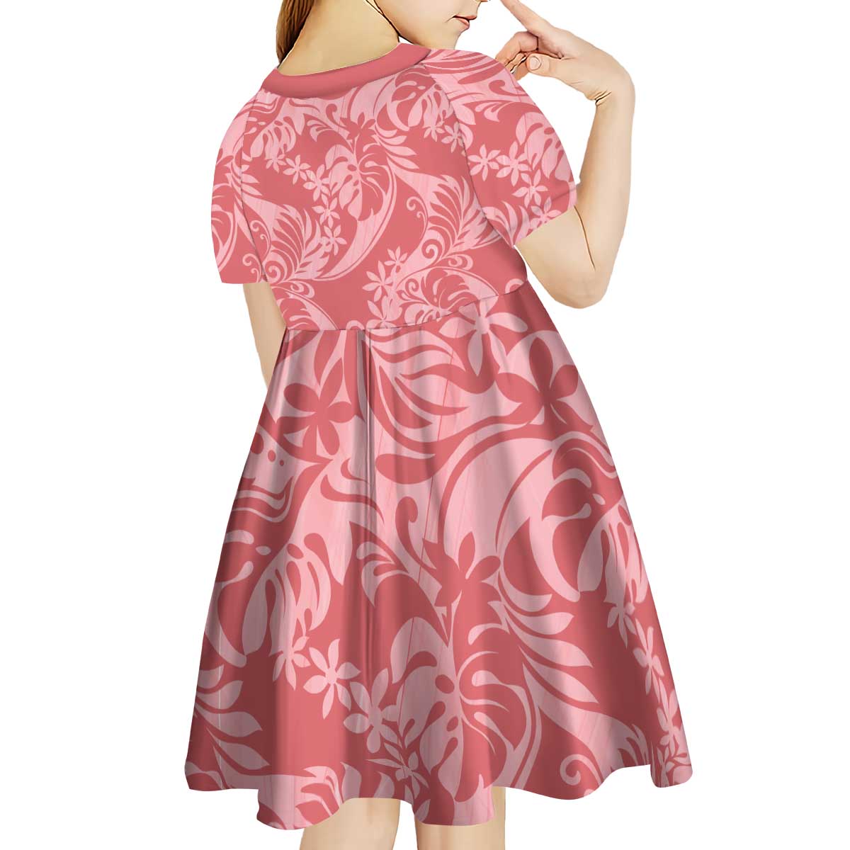 Tahiti Tarona Tiare Floral Kid Short Sleeve Dress Monstera Palm Tropical Leaves LT01 - Polynesian Pride