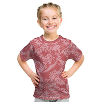 Tahiti Tarona Tiare Floral Kid T Shirt Monstera Palm Tropical Leaves LT01 Pink - Polynesian Pride