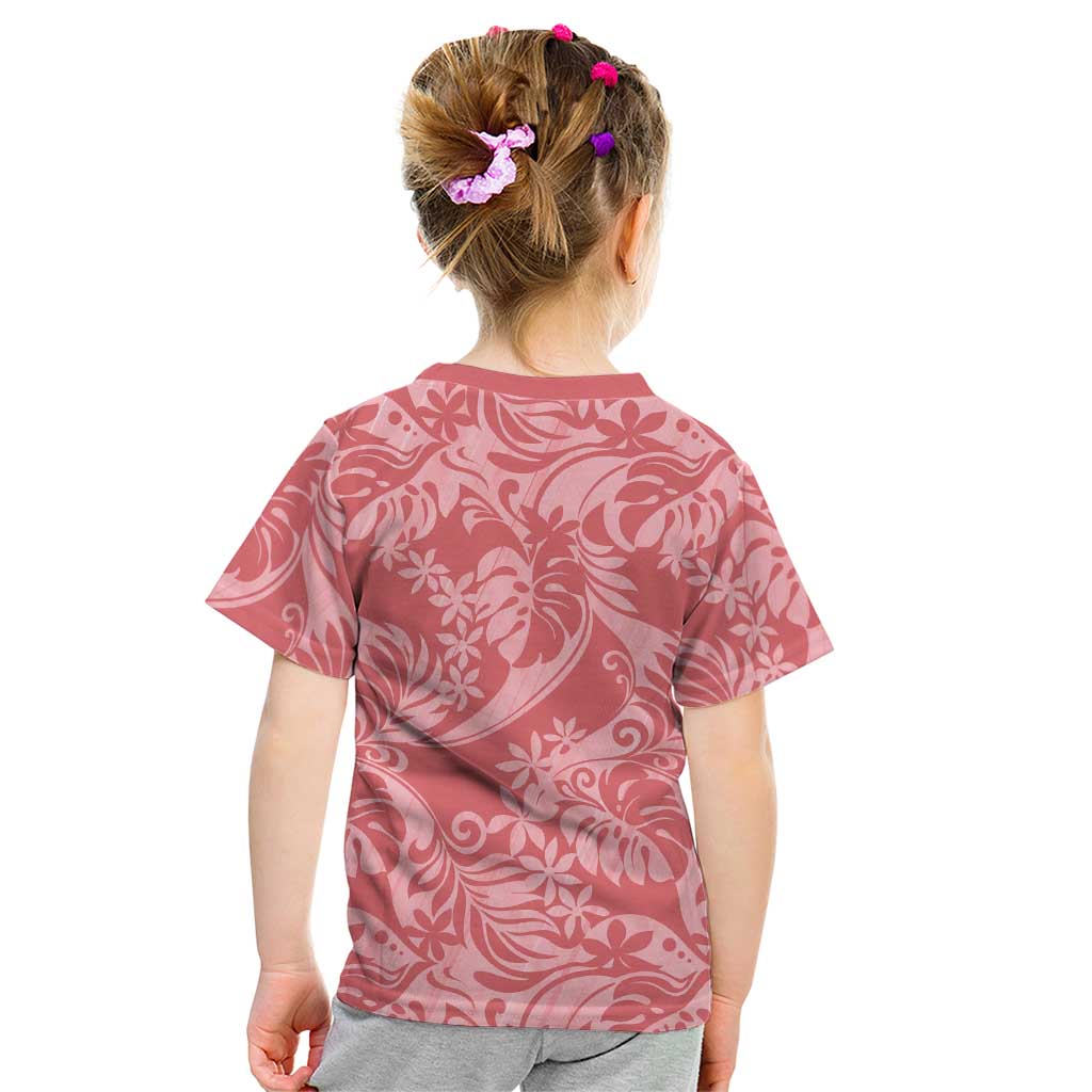 Tahiti Tarona Tiare Floral Kid T Shirt Monstera Palm Tropical Leaves LT01 - Polynesian Pride
