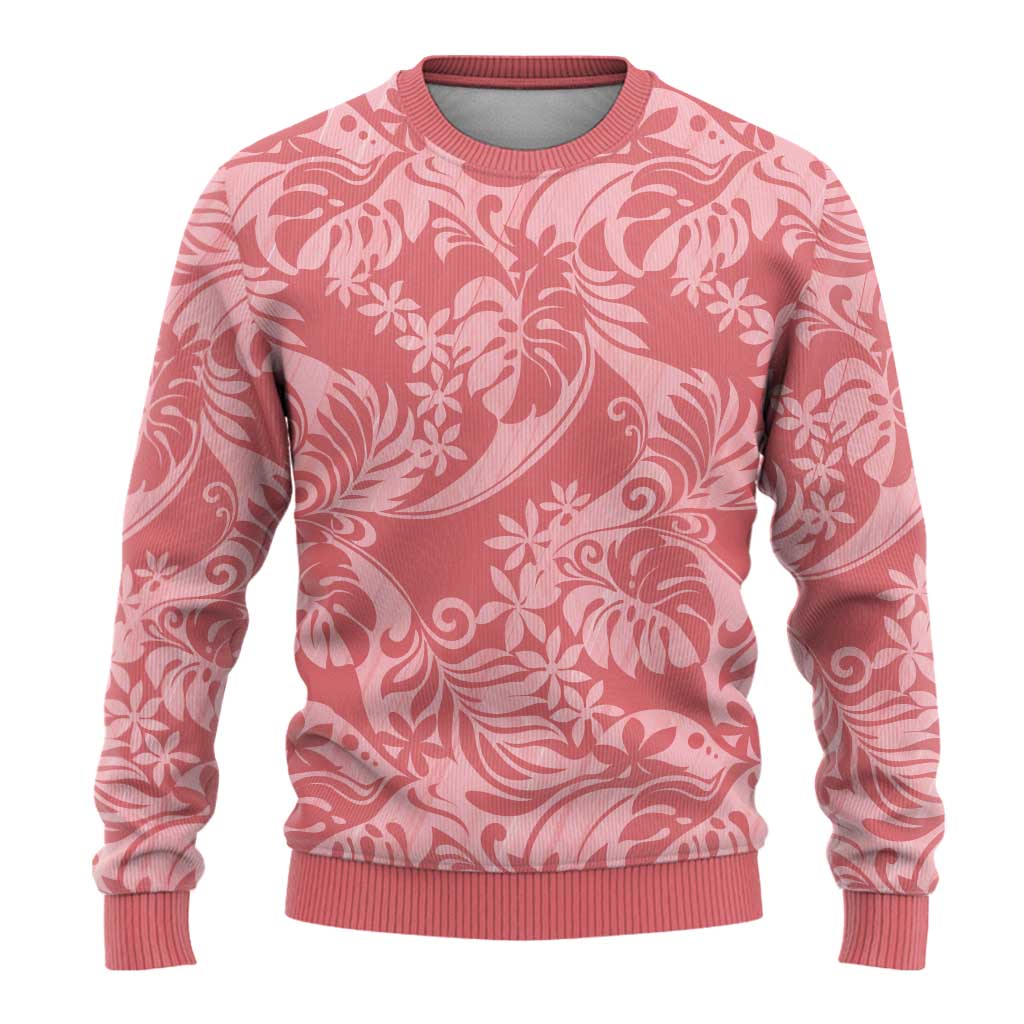 Tahiti Tarona Tiare Floral Ugly Christmas Sweater Monstera Palm Tropical Leaves LT01 - Polynesian Pride