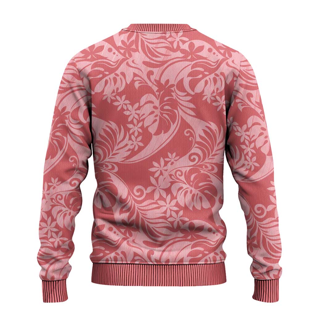 Tahiti Tarona Tiare Floral Ugly Christmas Sweater Monstera Palm Tropical Leaves LT01 - Polynesian Pride