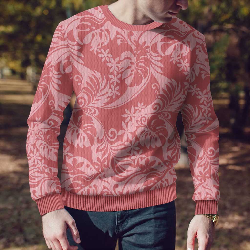 Tahiti Tarona Tiare Floral Ugly Christmas Sweater Monstera Palm Tropical Leaves LT01 - Polynesian Pride