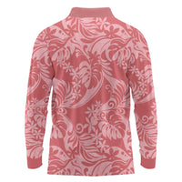 Tahiti Tarona Tiare Floral Long Sleeve Polo Shirt Monstera Palm Tropical Leaves LT01 - Polynesian Pride