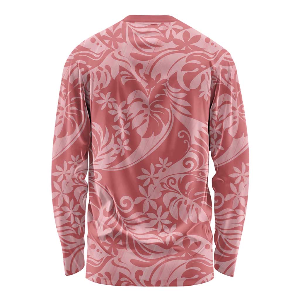 Tahiti Tarona Tiare Floral Long Sleeve Shirt Monstera Palm Tropical Leaves LT01 - Polynesian Pride