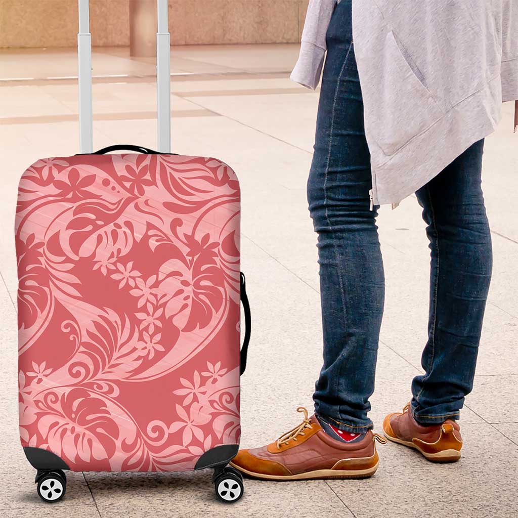 Tahiti Tarona Tiare Floral Luggage Cover Monstera Palm Tropical Leaves LT01 Pink - Polynesian Pride