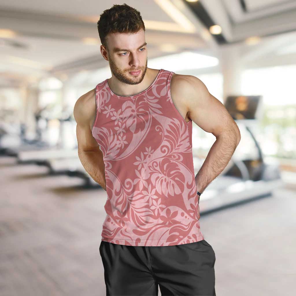 Tahiti Tarona Tiare Floral Men Tank Top Monstera Palm Tropical Leaves - Polynesian Pride