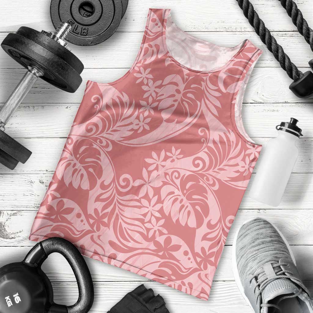 Tahiti Tarona Tiare Floral Men Tank Top Monstera Palm Tropical Leaves - Polynesian Pride