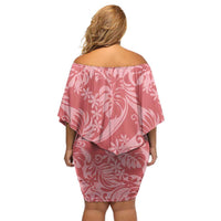 Tahiti Tarona Tiare Floral Off Shoulder Short Dress Monstera Palm Tropical Leaves LT01 - Polynesian Pride