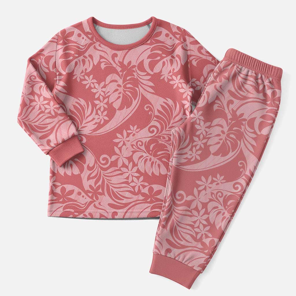Tahiti Tarona Tiare Floral Christmas Pajama Set Monstera Palm Tropical Leaves LT01 Men Pink - Polynesian Pride