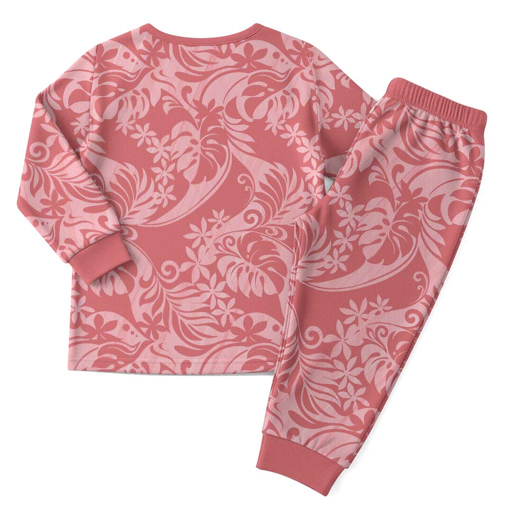 Tahiti Tarona Tiare Floral Christmas Pajama Set Monstera Palm Tropical Leaves LT01 - Polynesian Pride