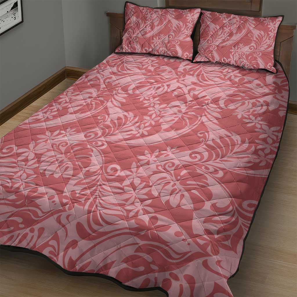 Tahiti Tarona Tiare Floral Quilt Bed Set Monstera Palm Tropical Leaves - Polynesian Pride