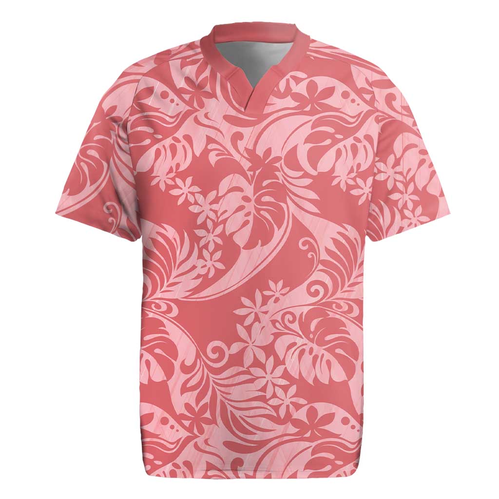 Tahiti Tarona Tiare Floral Rugby Jersey Monstera Palm Tropical Leaves - Polynesian Pride