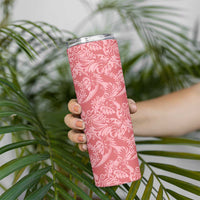 Tahiti Tarona Tiare Floral Skinny Tumbler Monstera Palm Tropical Leaves LT01 - Polynesian Pride