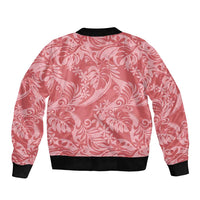 Tahiti Tarona Tiare Floral Sleeve Zip Bomber Jacket Monstera Palm Tropical Leaves - Polynesian Pride