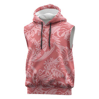 Tahiti Tarona Tiare Floral Sleeveless Hoodie Monstera Palm Tropical Leaves LT01 Pink - Polynesian Pride