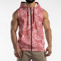 Tahiti Tarona Tiare Floral Sleeveless Zip Hoodie Monstera Palm Tropical Leaves LT01 - Polynesian Pride