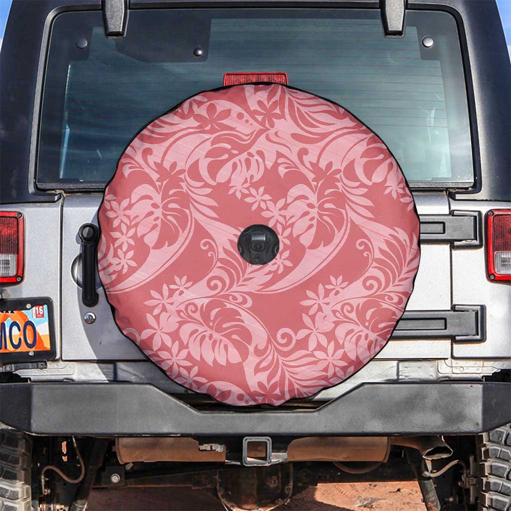 Tahiti Tarona Tiare Floral Spare Tire Cover Monstera Palm Tropical Leaves LT01 Pink - Polynesian Pride