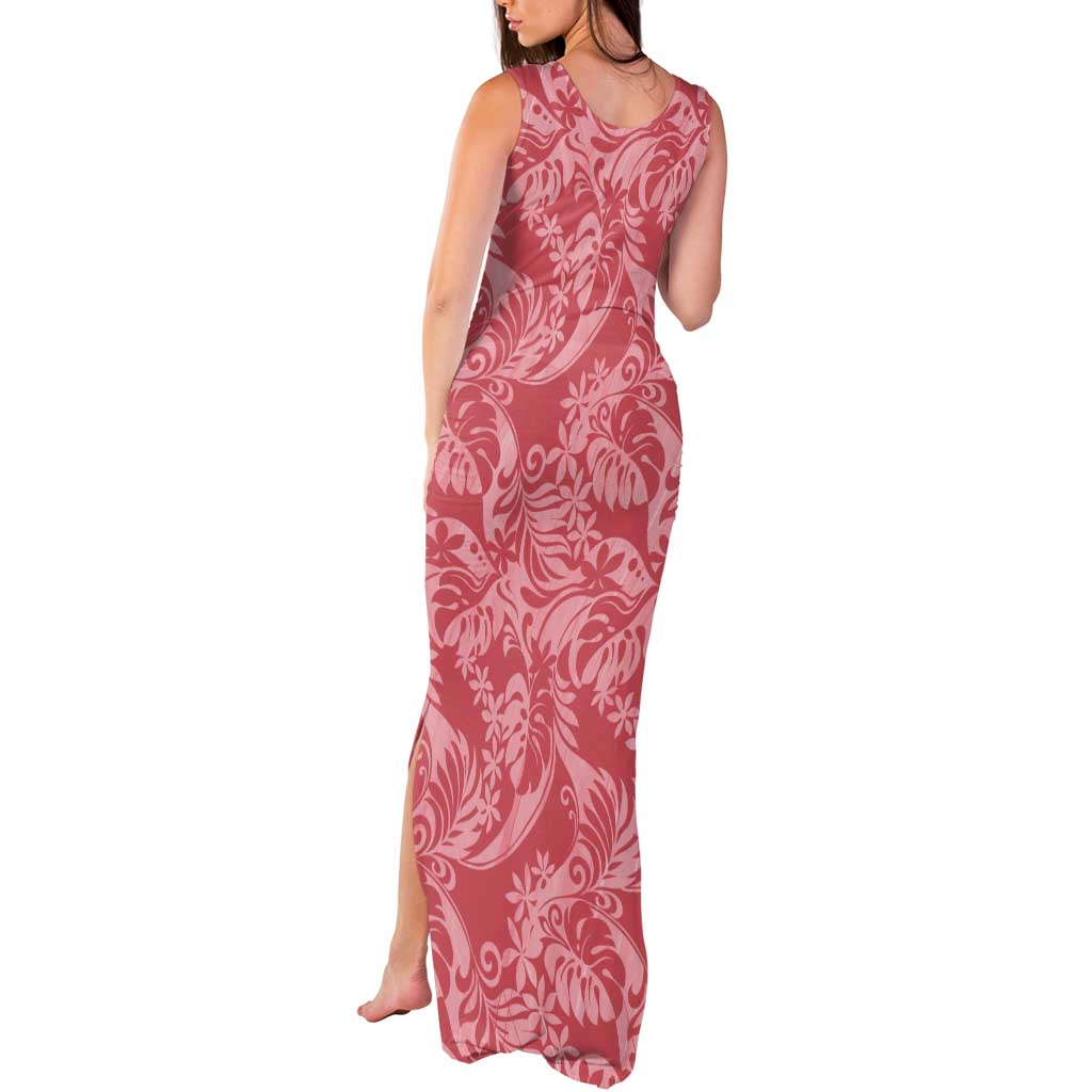 Tahiti Tarona Tiare Floral Tank Maxi Dress Monstera Palm Tropical Leaves LT01 - Polynesian Pride