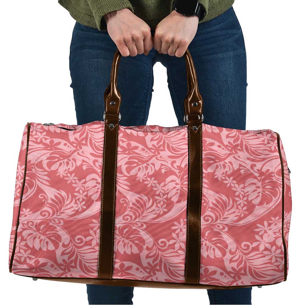 Tahiti Tarona Tiare Floral Travel Bag Monstera Palm Tropical Leaves LT01 Pink - Polynesian Pride