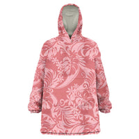 Tahiti Tarona Tiare Floral Wearable Blanket Hoodie Monstera Palm Tropical Leaves LT01 One Size Pink - Polynesian Pride