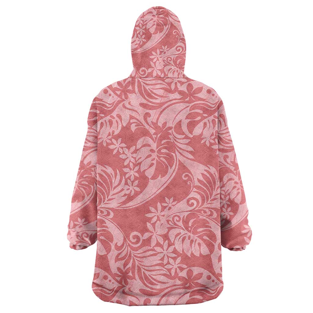 Tahiti Tarona Tiare Floral Wearable Blanket Hoodie Monstera Palm Tropical Leaves LT01 - Polynesian Pride